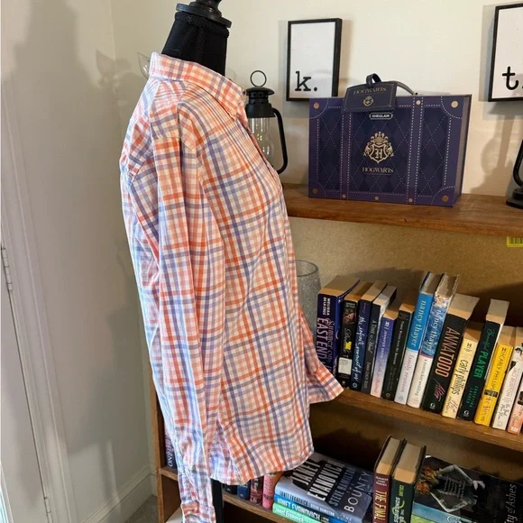 Saddlebred Orange and White Casual Button Down Shirt - Picture 5 of 6